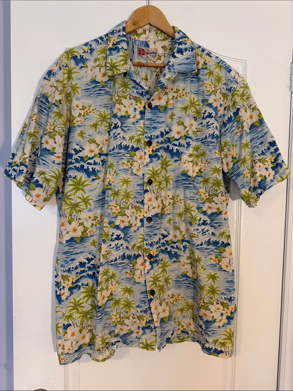 Hilo Hattie Made in Hawaii Vintage Hawaiian Floral Wave Shirt Sz L (2XL)